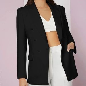 SHEIN Double breasted Button Down Black Blazer, Size Medium NWOT